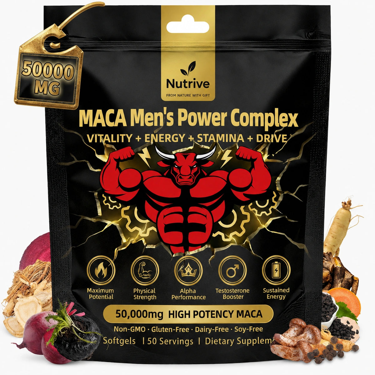 Testosteron-Booster für Männer – Power-Komplex zur Unterstützung mit Shilajit, Maca, Ashwagandha und Ginseng