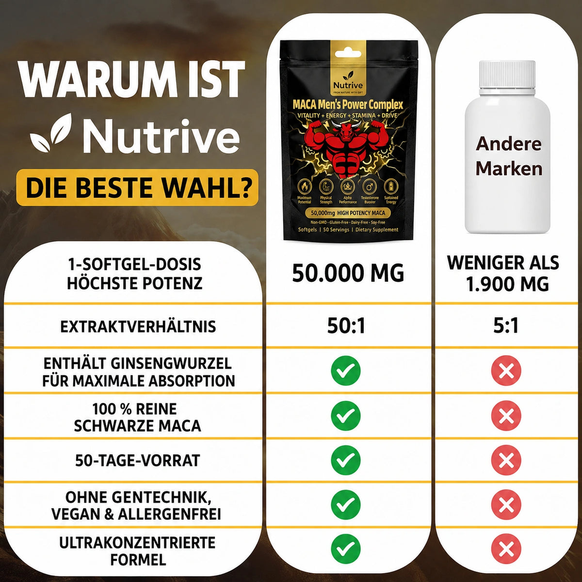 Testosteron-Booster für Männer – Power-Komplex zur Unterstützung mit Shilajit, Maca, Ashwagandha und Ginseng