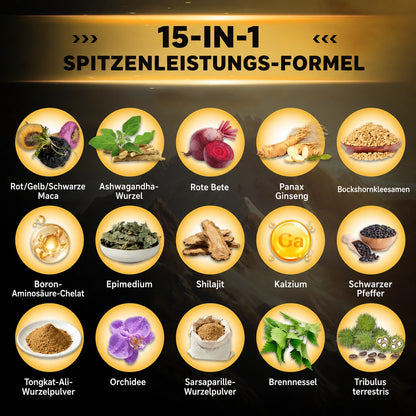 Testosteron-Booster für Männer – Power-Komplex zur Unterstützung mit Shilajit, Maca, Ashwagandha und Ginseng